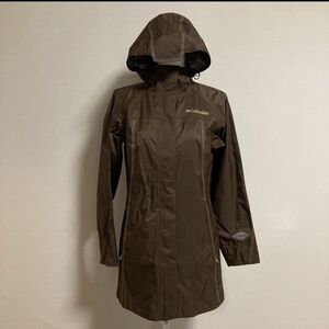 Columbia  Omni Tech Brown Long Hooded Rain Jacket Sz.S